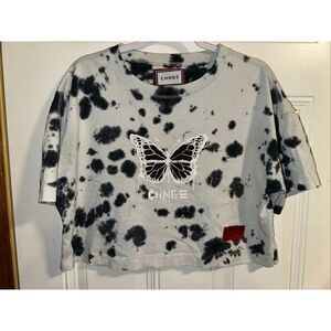 CHNGE Butterfly Tie-Dye Short-Sleeve Crop Top – Women’s Size Large
